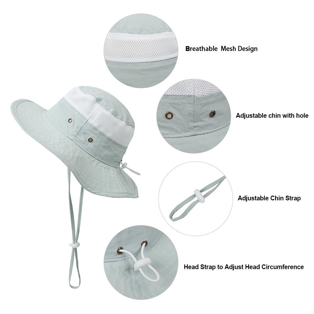UV Protection Children's Mesh Bucket Hat Adjustable Beach Playing Hat for Boys & Girls