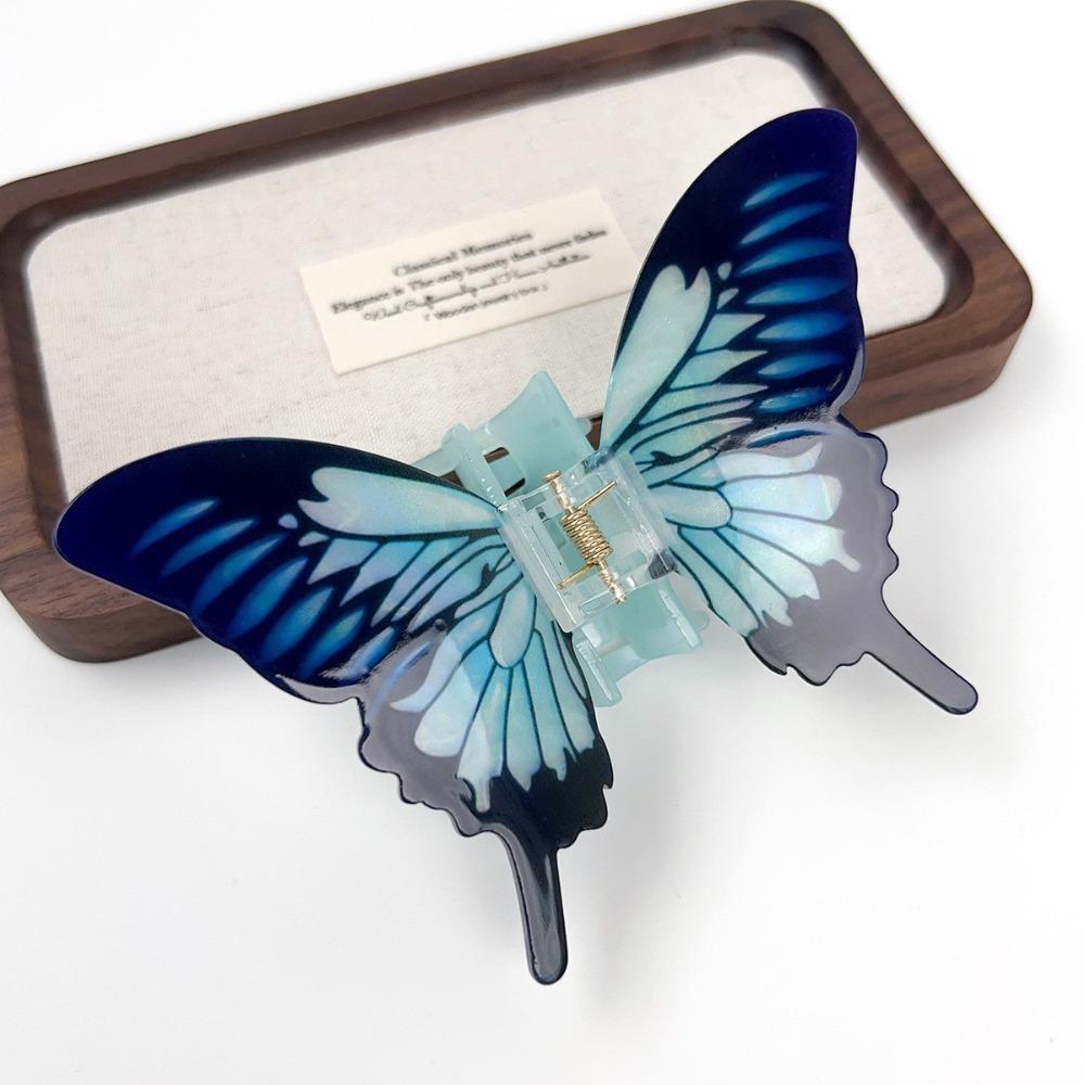 Gradient Color Big Hair Clip Simulated Butterfly Colorful Ponytail Clip Elegant Hair Claw
