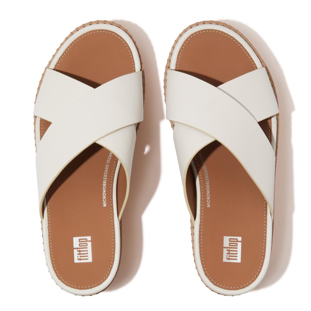 Сандалии ELOISE WEDGE CROSS SLIDES Urban White cm [Fit Flop] КОЖА/ПРОБКА женские 24.0