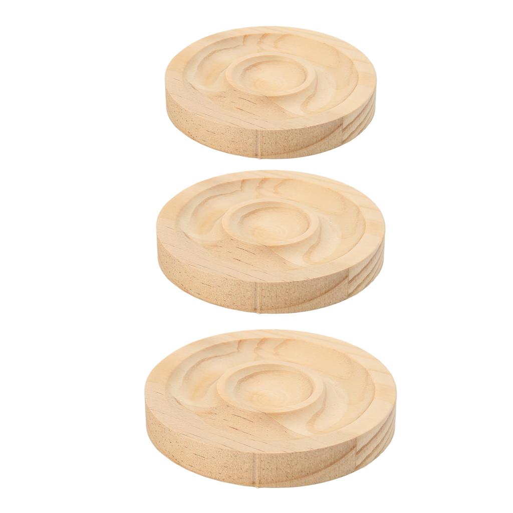 3pcs Bead Bracelet Display Tray Elegant Decorative Round Solid Wood Jewelry Tray for Bangle