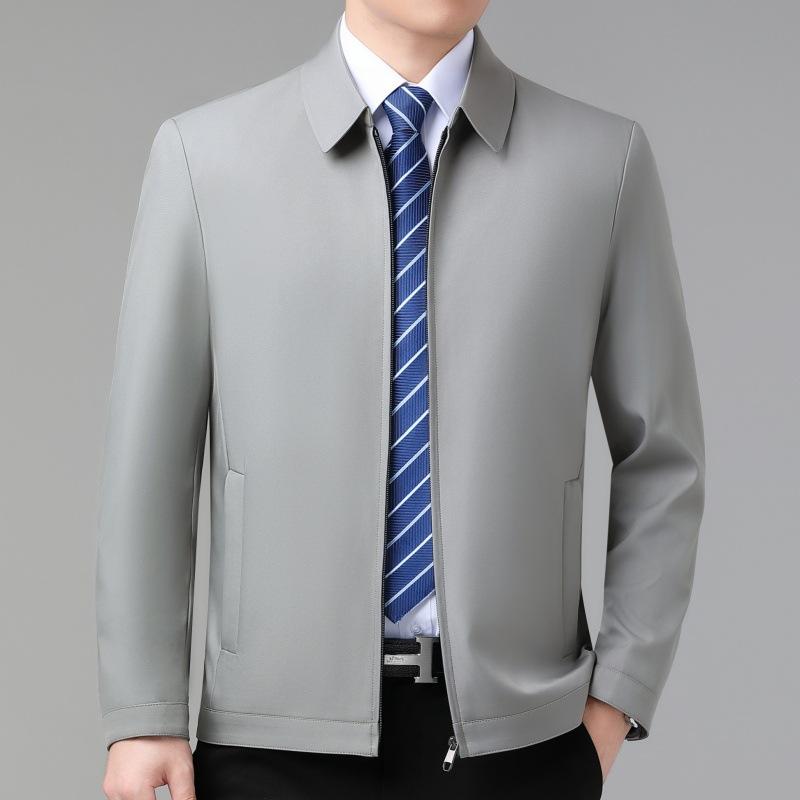 Мужская куртка из шелка с лацканами из шелка для руководства, весна и осень, новая повседневная куртка для среднего и пожилого возраста, универсальная одежда для папы