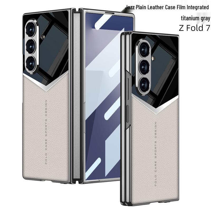Samsung ZFold7 Гальванизированный Чехол-Книжка из Кожи Однотонный - Складная Крышка