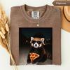 Red Panda Pizza Shirt, Funny Red Panda Lover Tee, Cute Animal Graphic T-Shirt, Foodie Gift, Red Panda Mom, Gift for Her, Retro T-Shirt