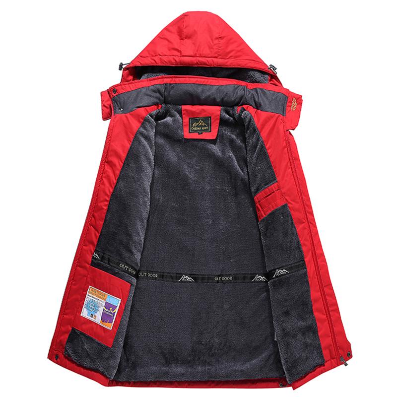 Winter Plus Velvet Mountain Jackets Mens Hiking Jackets Outdoor Removable Hooded Coats Ski Snowboard Parka Winter Outwear 9XL