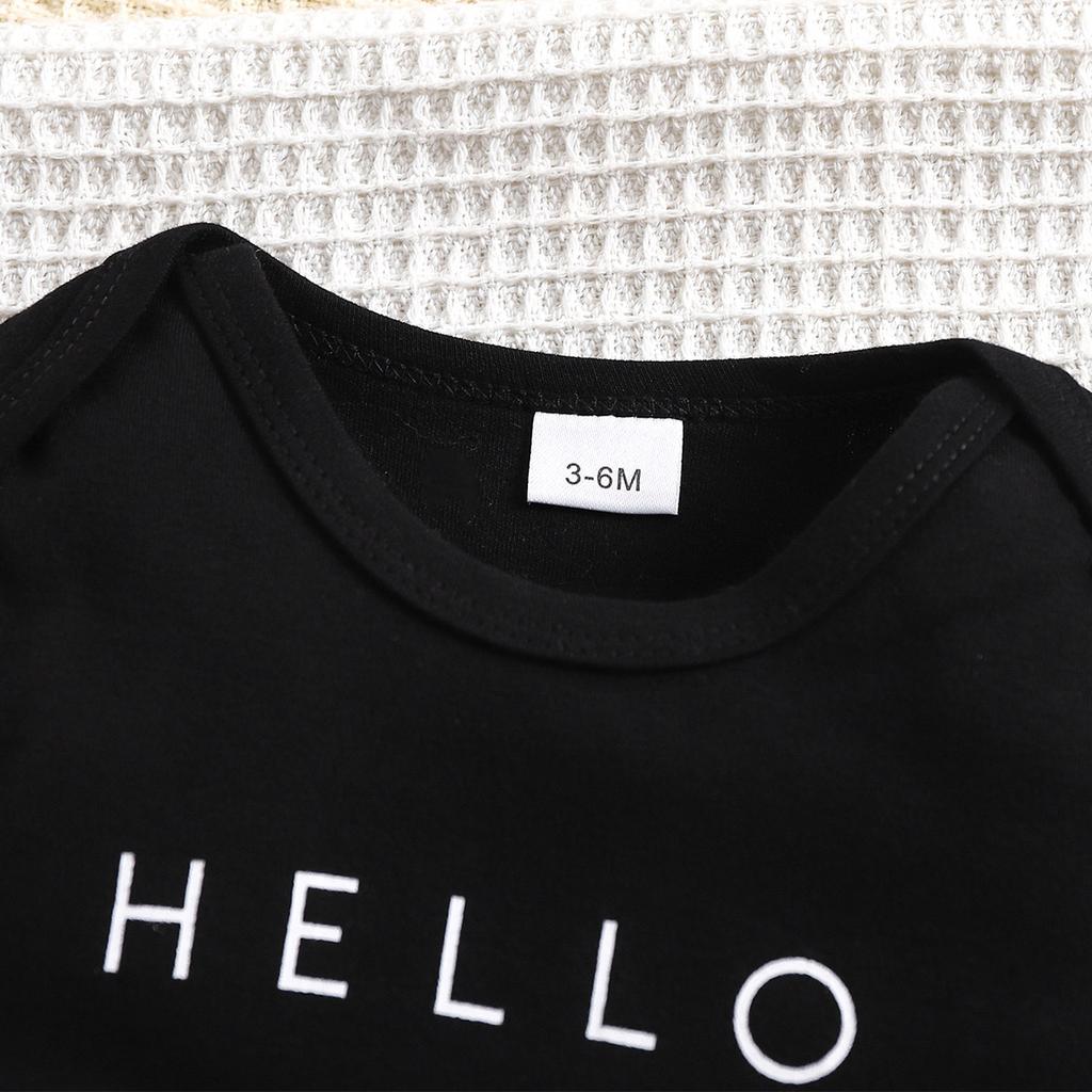 6-18 Months Infant Baby "Hello Granma + Grandpa" Print Cotton Bodysuit Short Sleeve Romper Onesie