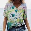 3D Art Printed Blouse Loose Short-sleeved T-shirt Summer Streetwear Fashion Casual Oversized Women's V-neck T-shirt