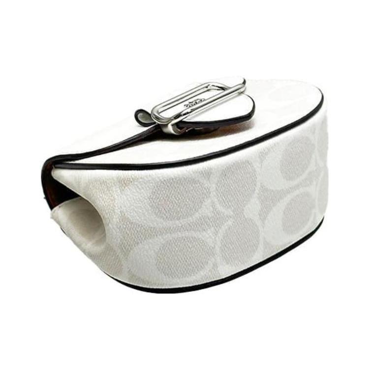 New COACH Morgan Canvas With Leather Saddle Bag, Crossbody Bag, Shoulder Bag Women's White CK439-SVVS5