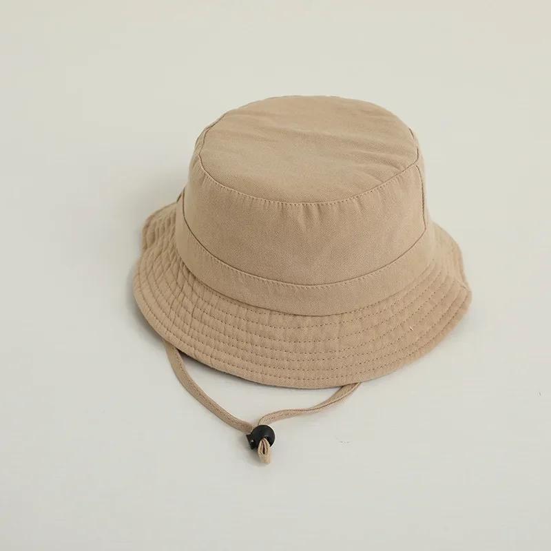 Solid Color Kids Bucket Hat Fashion Children Fisherman Cap 2-8Year Boys Girls Outdoor Sunshade Visors Cotton Baby Basin Caps