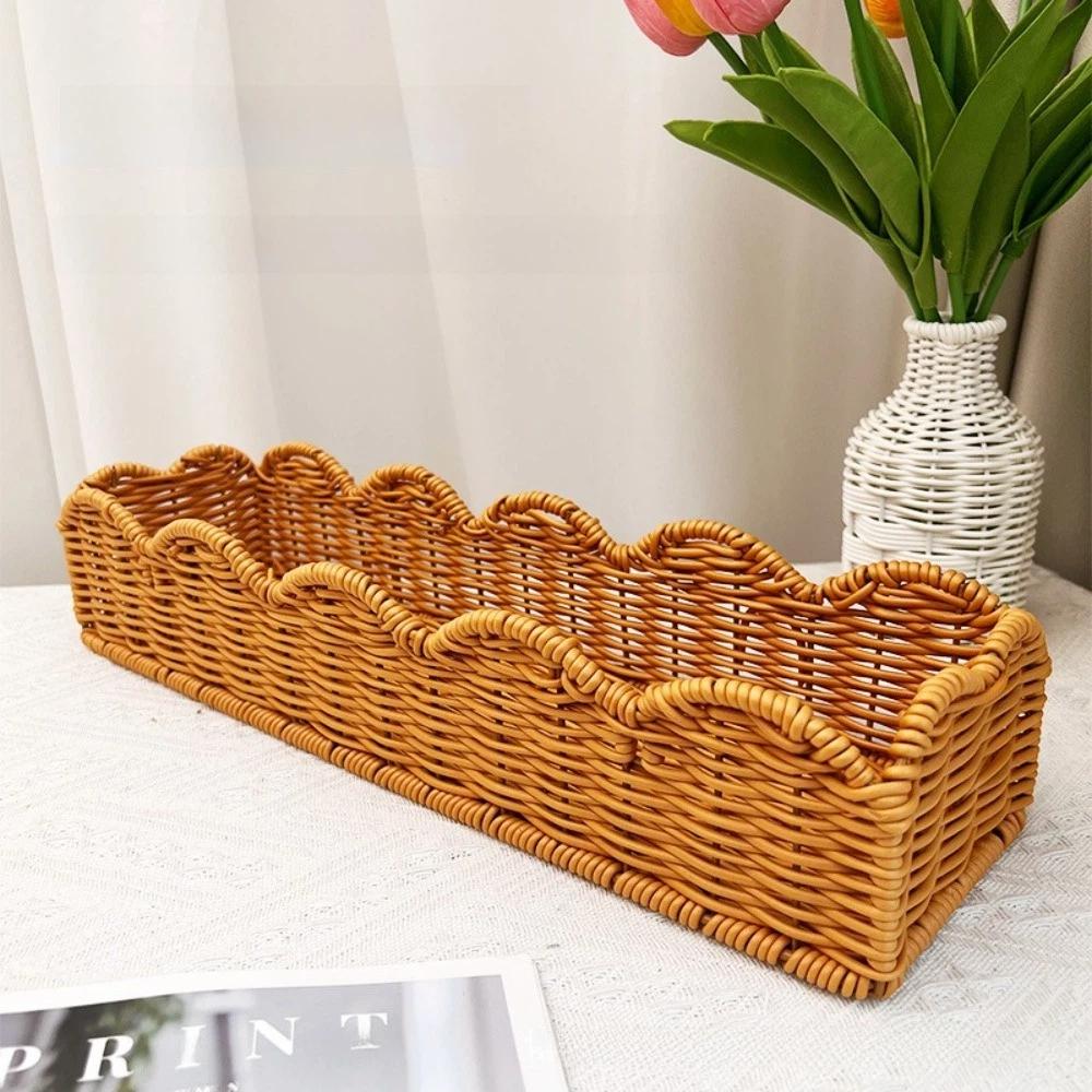 Lightweight Rattan Weave Basket Rectangular Home Organization Basket Home Decoration