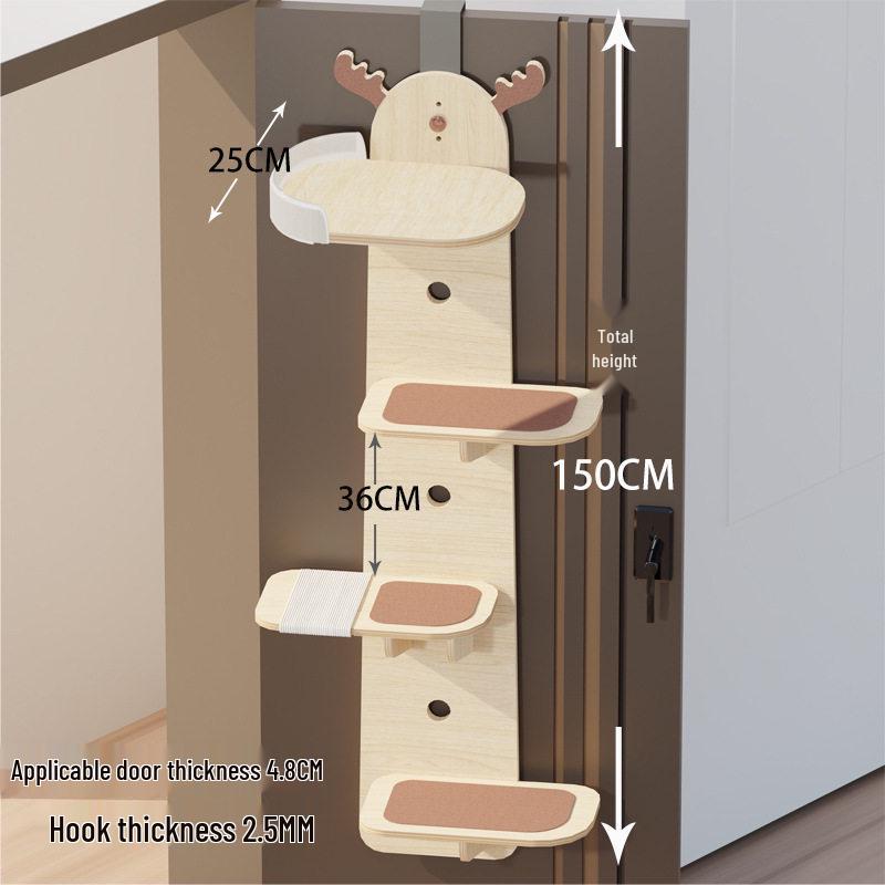 Настенное дерево-когтеточка и гамак для кошек: Компактная деревянная платформа-когтеточка и лежанка для кошек