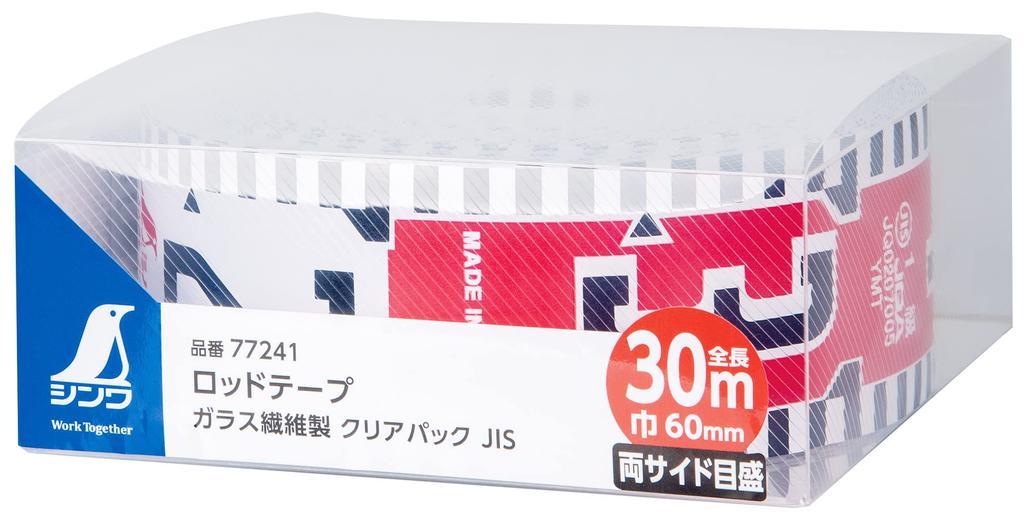 Shinwa Sokutei Рулетка стекловолокно 30 м Прозрачная JIS 77241 Лента, Стекловолокно, Широкая, 60 мм, Упаковка,