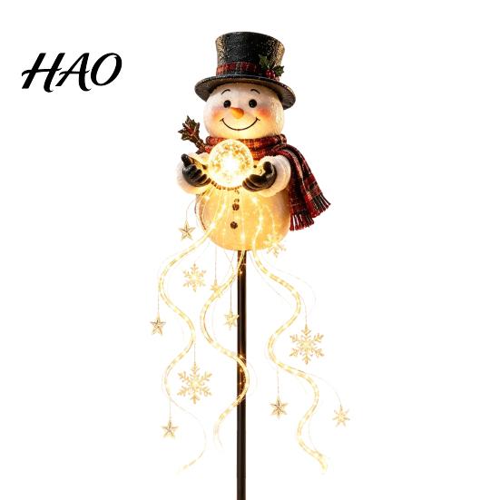 Holiday Path Lighting for Walkways Solar Snowman Garden Stake Light, Flowing Waterfall LED Fairy Light with Automatic Dusk to Dawn Lamps Star