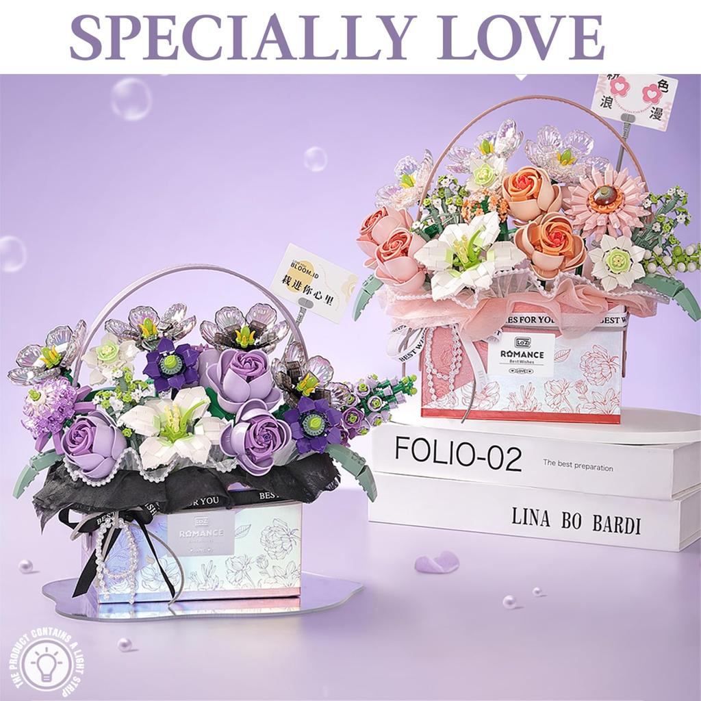 MEIEST Flower Bouquet Building Blocks Model Set Искусственная роза Ручная подарочная коробка на День святого Валентина Растение бонсай Строительный кирпич Игрушка Украшение для дома