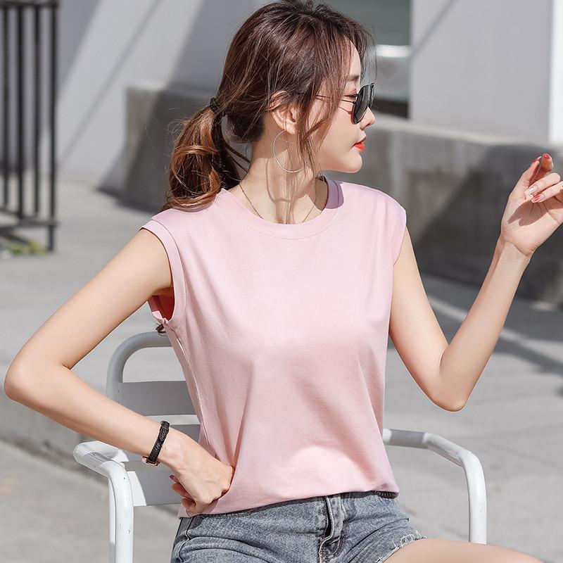 Cotton Sleeveless T Shirt For Women Summer Casual Fit For Office Use