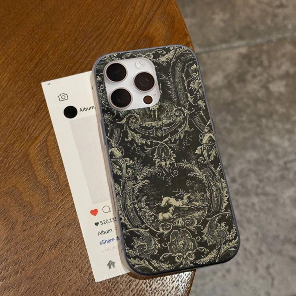 American Luxurious Vintage Patterns Soft Corrugated Transparent Phone Case For IPhone 17 15 16 11 12 13 14 Pro Max Plus Pro
