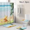 New Fashion 4Pcs/Set Shower Curtain Bathroom Waterproof Floor Rug Lid Toilet Cover Bath Mat Set