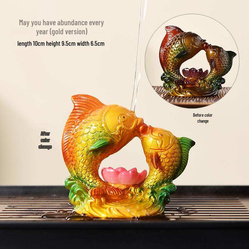 Счастливый Золотой Карп Меняющий Цвет Чайный Питомец – Высококлассное Украшение для Чайных Столиков