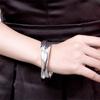 Уникальный креативный дизайн, ювелирные изделия из серебра 925 пробы, женские и мужские браслеты, двойное кольцо, унисекс, простой стиль, ювелирные изделия