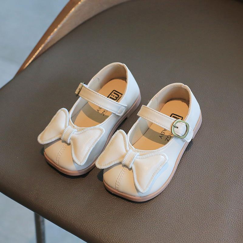 Baby Girls Leather Shoes Children Casual Flats Kids Kindergarten Toddlers Princess Bow-knot Mary Janes Square Toes 21-30 Sweet