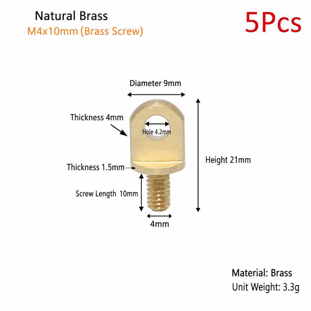 5Pcs M3-M10 Brass Eye Bolts Brass Lifting Ring Eye Bolt for Wire Rope Plant Light Suspension