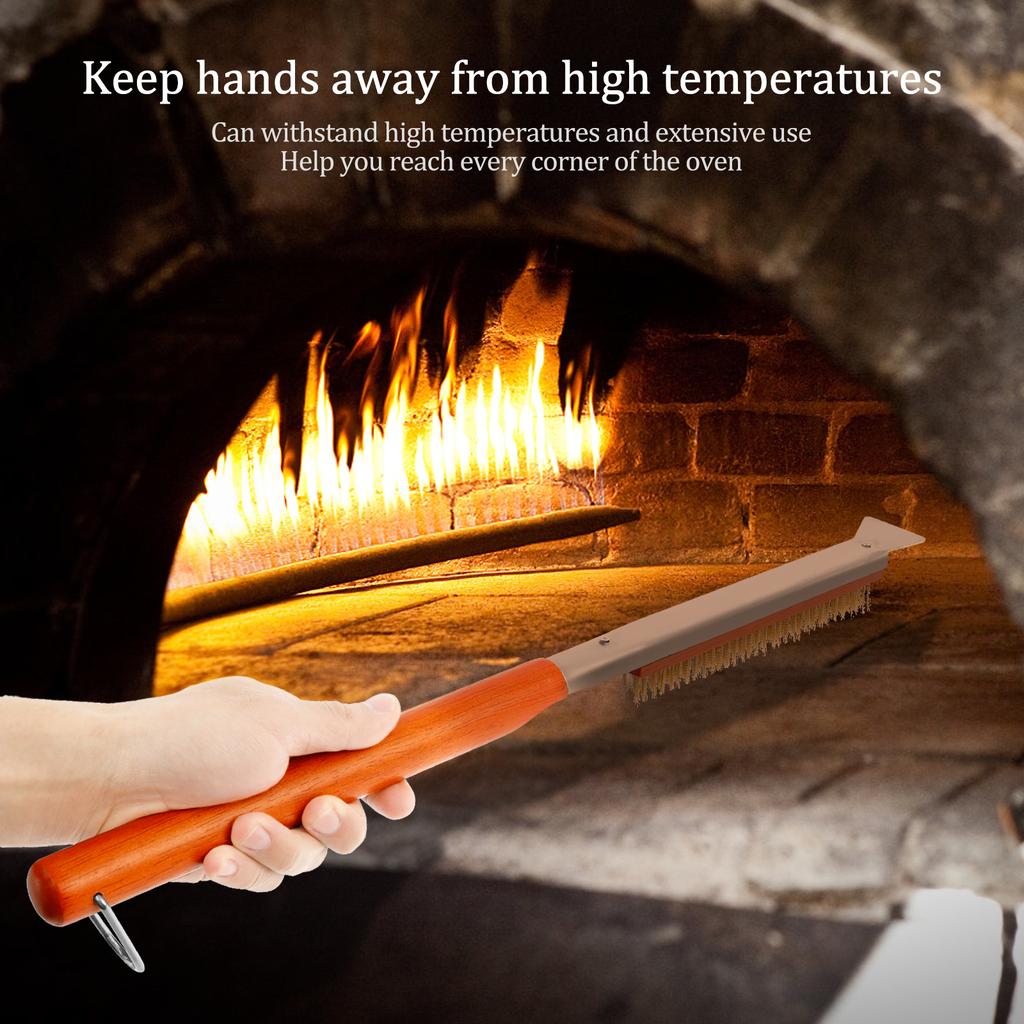 Pizza Oven Brush Kitchen Oven Brush Cleaner  with Stainless Steel Stone Scraper Efficient Pizza Stone Brushes Home Cleaning Tool