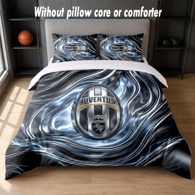 Juventus FC Design Bed Bedding Set 1 Duvet Cover + 2 Pillowcases Soft Breathable Household Bed Linens