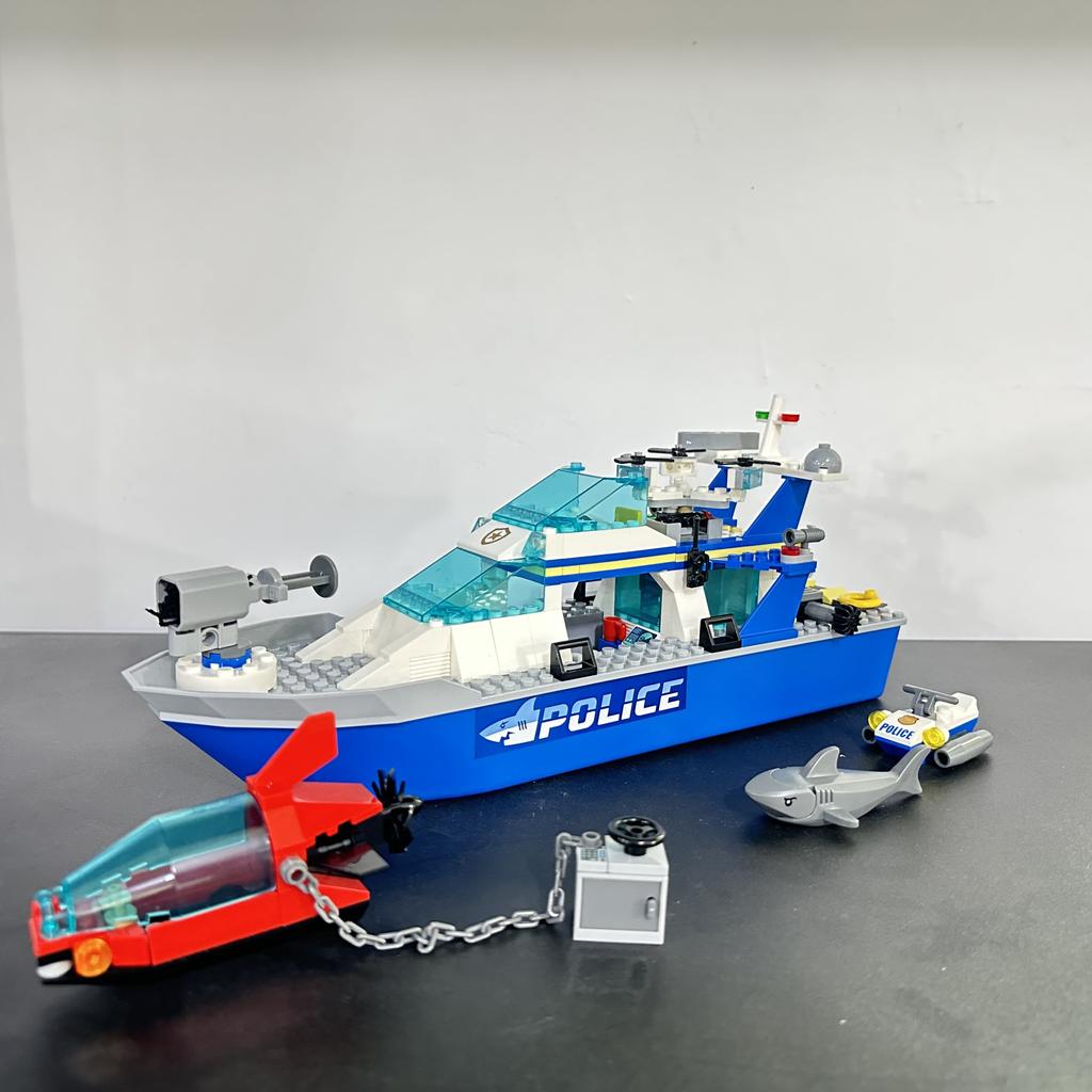 276 шт. городская серия морской скоростной катер полицейский патрульный катер строительные блоки акула подводная лодка модель кирпичи DIY игрушки для детей подарки