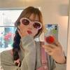 Солнцезащитные очки Xiaohongshu Oval Pink, летние солнцезащитные очки корейской версии, вогнутые очки Street Shot, персонализированная мода