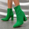 Модные женские ботильоны челси 2024 года, новые осенне-зимние вельветовые сексуальные туфли с острым носком зеленого цвета на высоком каблуке, модные женские туфли на молнии, туфли-лодочки Botas