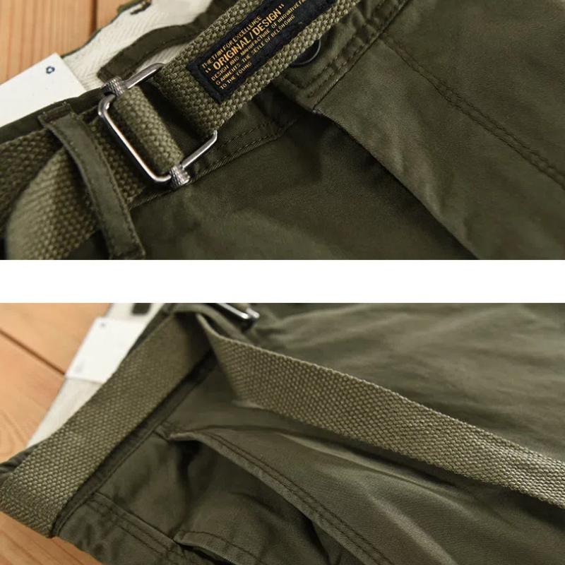 Spring and Autumn Men's Pants Japanese Style Cargo Pants Causal Cotton Soft and Comfortable Baggy Khaki Pant with Belt