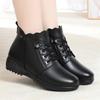 Winter Mother Cotton Shoes Elderly Flat Short Boots Medium and Old Cotton Leather Shoes Large Size Velvet Non-slip Wool Women's Cotton Boots