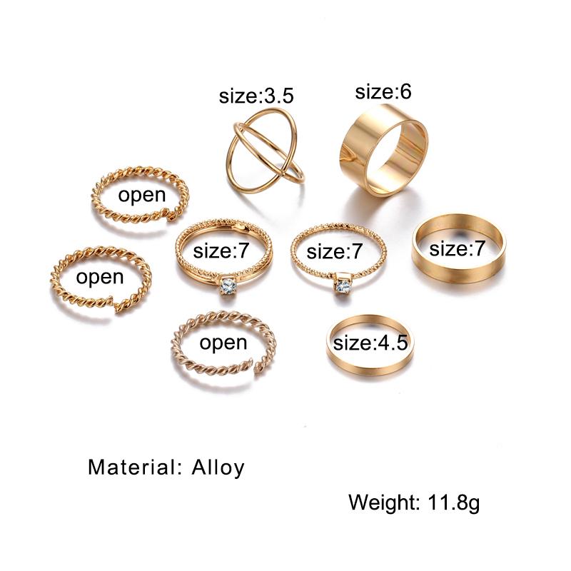 Женское ретро-кольцо из 9 частей, регулируемое, персонализированное, кольцо в стиле панк, модное, нейтральное, трендовое, ARI
