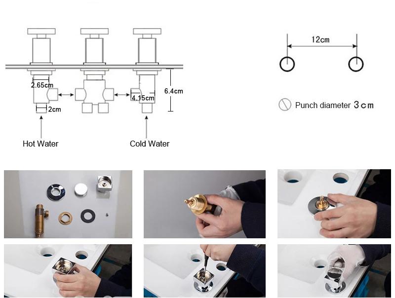 BAKALA латунный хромированный кран для ванны с горячей и холодной водой, смеситель для душа, ванна, комплект из 3 предметов, переключающий клапан