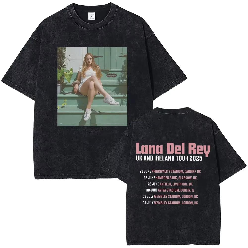Washed Vintage Lana Del Rey Merch Tshirts Men Women Casual Oversized Short Sleeve Tshirt Male Fashion Retro T Shirt Streetwear
