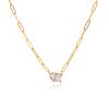 Women's teardrop square zircon necklace, titanium steel light luxury clavicle chain accessory