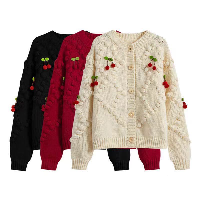 Женский вязаный кардиган Design Sense ниши вишневого цвета, высококачественный и уникальный мягкий клеевой свитер, женский весенне-осенний кардиган