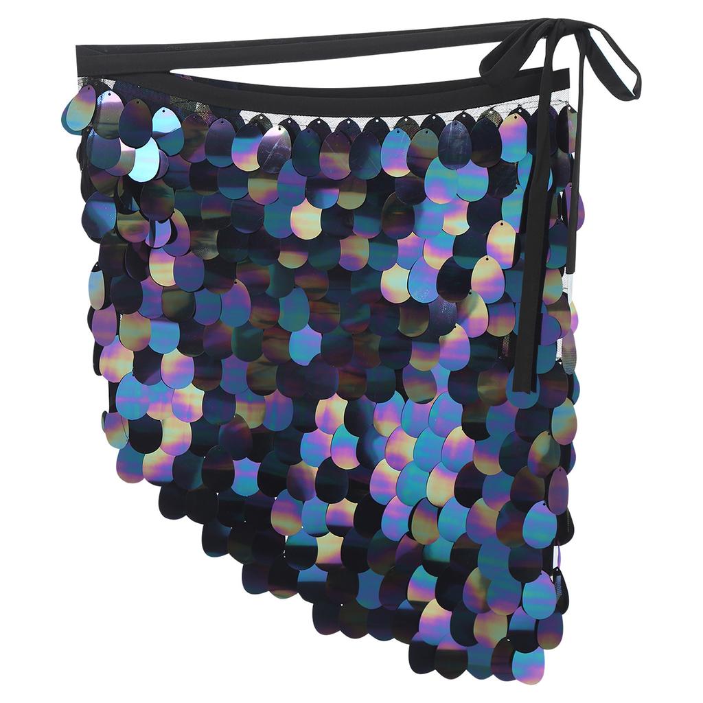 Женская юбка для танца живота на шнуровке, хип-шарф, блестящая сетчатая треугольная мини-юбка с пайетками для вечеринки танго