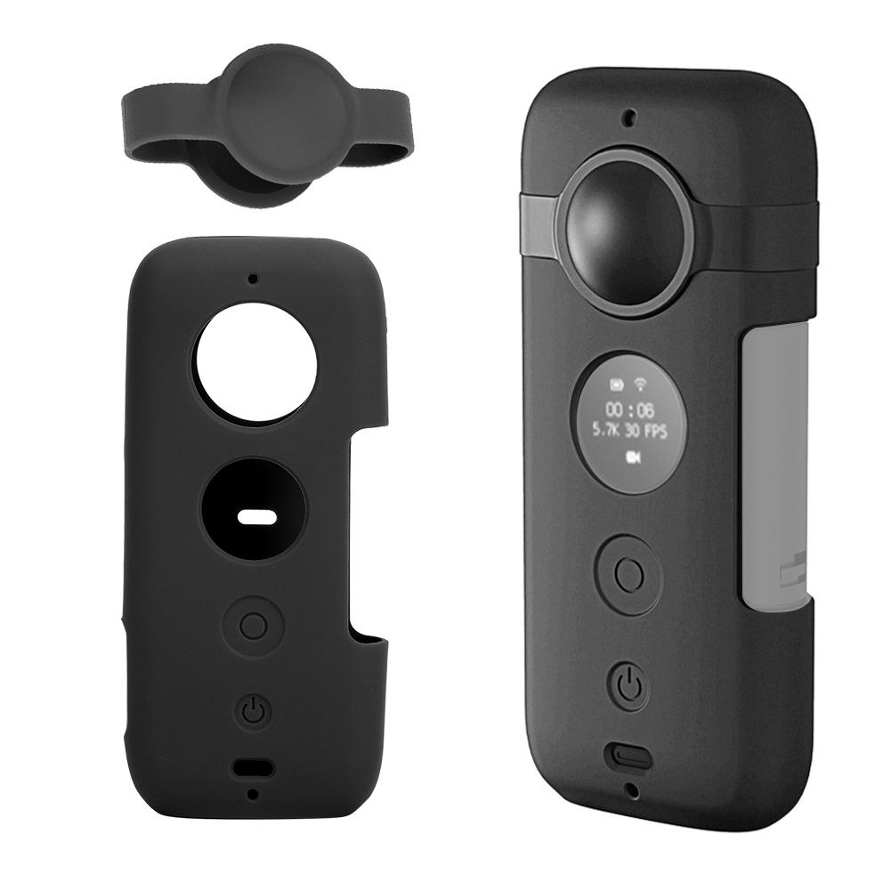 Sports Motion Camera Silicone Protective Case with Lens Cover for Insta360 One XBlack