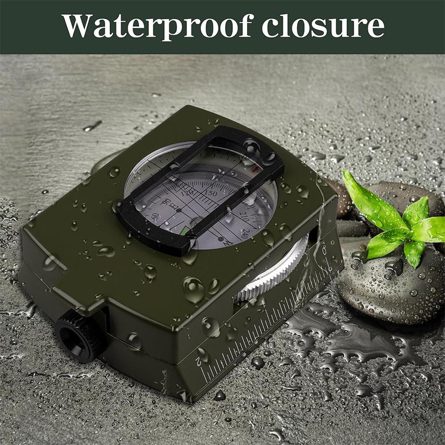 Waterproof Shockproof Compass With Sighting Function Carabiner And Storage Pouch For Hiking Camping Outdoor Navigation Survival