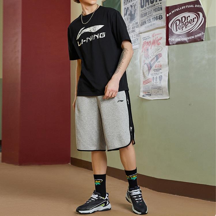 Li-Ning Big Graphic Loose Fit T-shirt 'Black' Men's AHSR543-2
