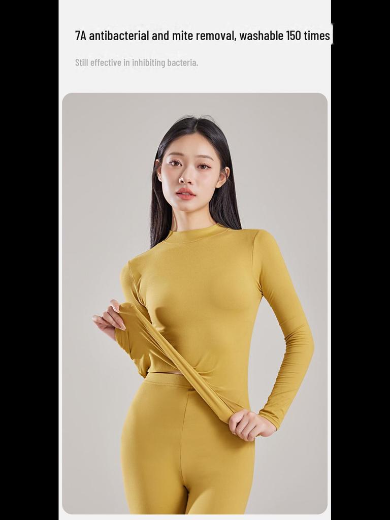 Women's Seamless Cotton Turtleneck Top - Thin, Warm, No-Pill, Autumn/Winter 2024 Collection