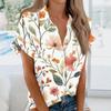 Women's Short Sleeved Shirt, Daily Fashion Printed Button Top, Chest Pocket Cardigan
