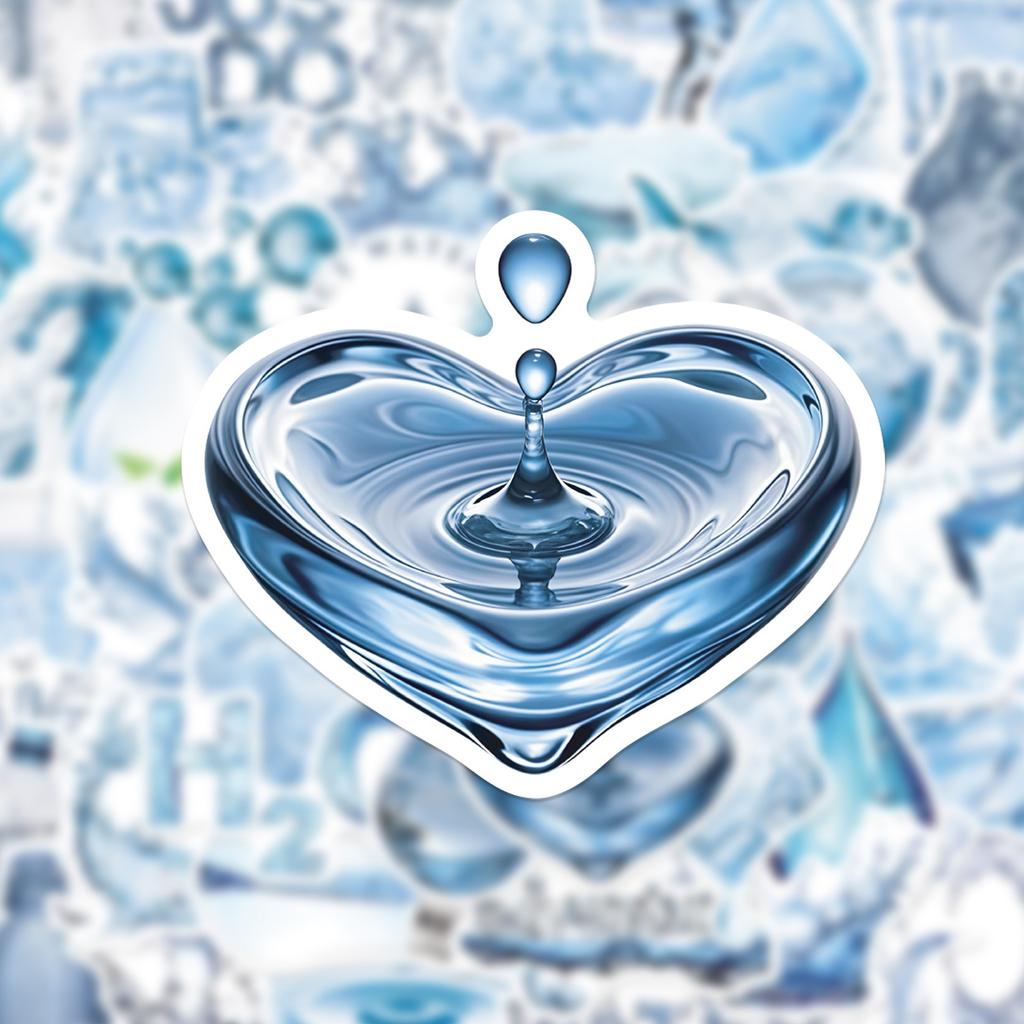 50Pcs/Set Blue Water Drops Waterproof Stickers DIY Fashion Doodle Decals Stickers
