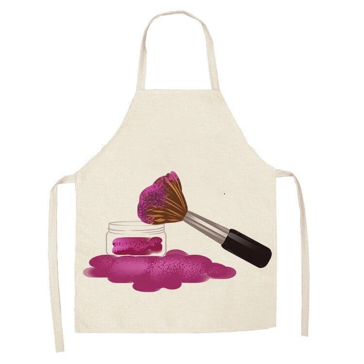 Sleeveless Linen Apron Men and Women Household Cleaning Tools Apron Nail Polish Ladies Perfume Printing Kitchen Apron