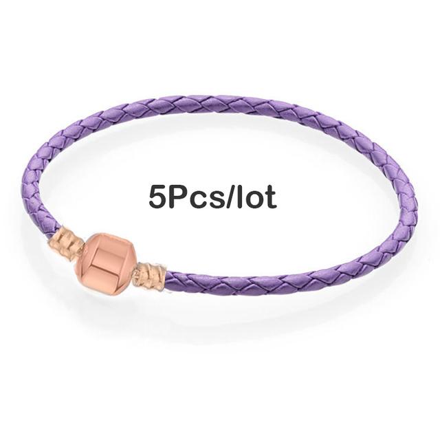 5pcs /Lot Sale Popular Charm Bracelets Diy Elegant Leather Chain Charms Bracelets Bangles For Women Jewelry Gift
