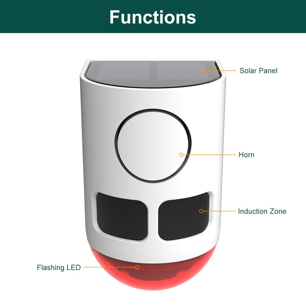 Solar Infrared Motion Sensor Alarm Animal Repeller with Flashing Light Sound Noise Maker For Detering Raccoon Deer Skunk Bear
