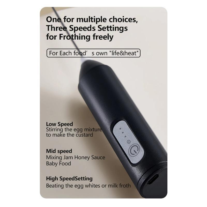 MINI Milk Frother USB Rechargeable 3 Speeds Foam Maker Coffee Whisk Mixer Electric Handle Blender Egg Beater Hot Cooking Tools