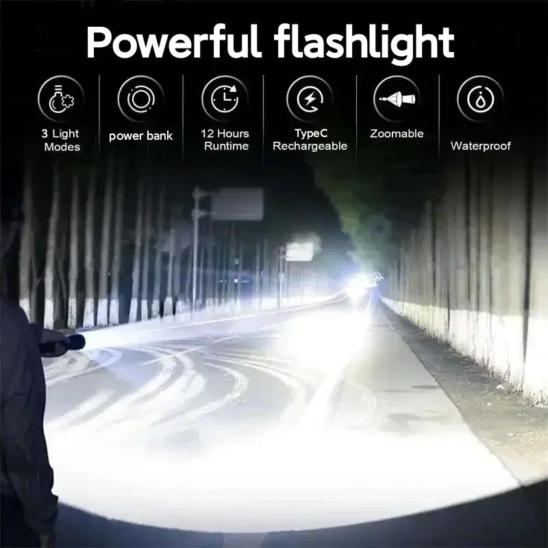 High Power LED Tactical Flashlight Rechargeable Zoomable Camping Fishing Emergency Torch With Battery Display