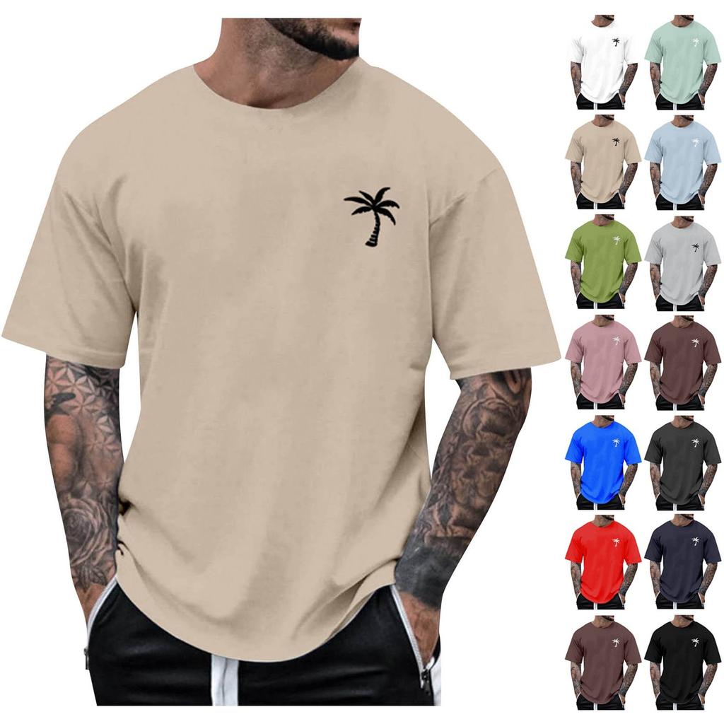 Men's Round Neck Short Sleeve Loose Summer Tops Fashion T-Shirt With Graphic Creative Letters Retro Print Street Sports Casual Tops