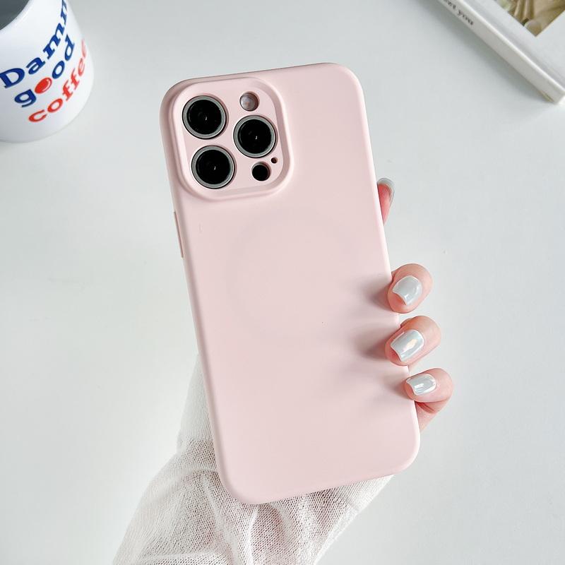 Для iPhone 16 15 Pro Max 14 Pro 13 12 11 чехол однотонный жидкий силиконовый тонкий защитный объектив мягкий матовый противоударный для Magsafe Magnetic Phone Cover